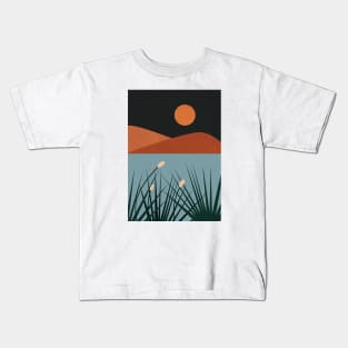 Mountain Lake Night Boho Terracotta Print Kids T-Shirt